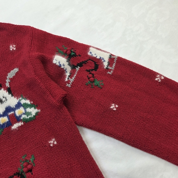 VTG BellePointe Christmas Cardigan Red Knit Holiday Sweater Made in Hong Kong M - Picture 11 of 16